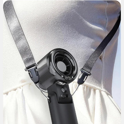 Ventilatore Portatile Mini con Nebulizzatore d'Acqua, 3600mAh, 5 Velocità, Pieghevole, da Appendere al Collo, Umidificatore Ricaricabile USB-C