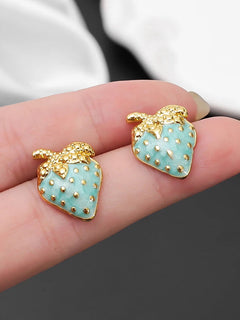 Orecchini a forma di fragola in acciaio inossidabile color oro per donna, gioielli vintage da indossare tutti i giorni, regalo per feste, piccolo, carino, squisito, in stile cartone animato
