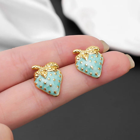 Orecchini a forma di fragola in acciaio inossidabile color oro per donna, gioielli vintage da indossare tutti i giorni, regalo per feste, piccolo, carino, squisito, in stile cartone animato platinumshop
