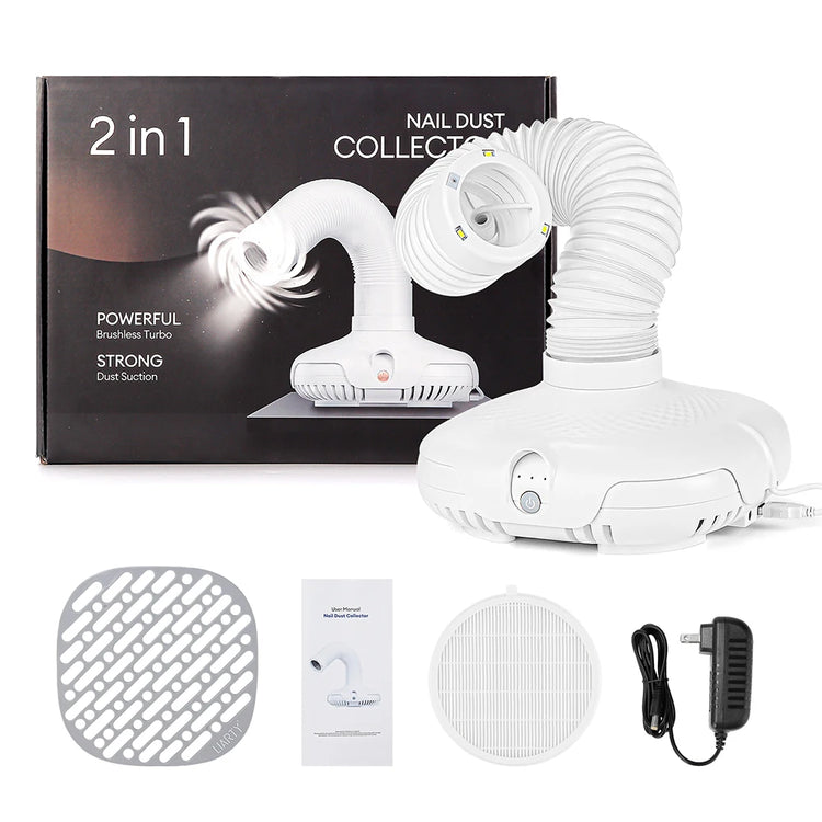 Powerful 130W Nail Dust Extractor Vacuum Cleaner 6 Gear Adjustable Suction with 360° Flexible Tube Manicure Dust Collector for Nail Stylist Salon & Home Nail Art
