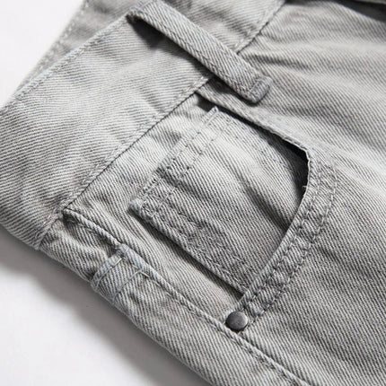 Jeans Boys Straight Ripped Children Washed Distressed Pockets Stretch Casual Denim Trousers Big Kids Streetwear 2025 Hole Pants PlatiNum