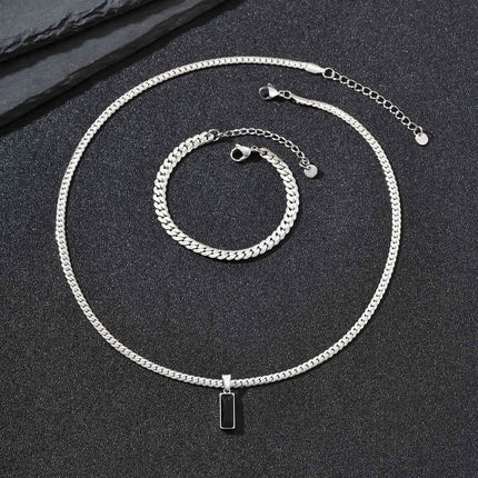 Vnox Set di 2 Pezzi Collana con Ciondolo e Bracciale da Uomo, Set di Gioielli in Acciaio Inossidabile Colore Nero Oro Argento, Regali di Gioielleria alla Moda platinumshop
