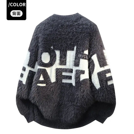 2026 Winter Fashion Sweater Men Casual Knit Pullovers Mens Thick Warm letter pattern Sweaters Men's Daily Warm sweaters male