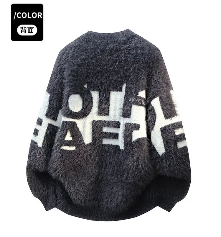 2026 Winter Fashion Sweater Men Casual Knit Pullovers Mens Thick Warm letter pattern Sweaters Men's Daily Warm sweaters male