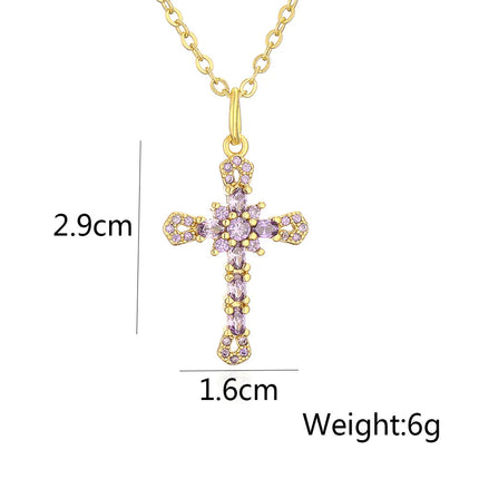 Fashion Female Cross Pendants Dropshipping Gold Color AAA CZ Stone Cross Pendant Necklace Jewelry For Men/Women Wholesale PlatiNum