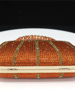 Popular In Nigeria Exquisite Evening Bags With Diamond Design Fashion Handle Clutch Rhinestone Embellished Long Chain Bag PlatiNum