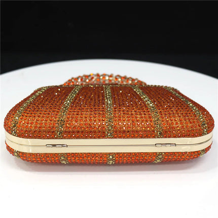 Popular In Nigeria Exquisite Evening Bags With Diamond Design Fashion Handle Clutch Rhinestone Embellished Long Chain Bag PlatiNum
