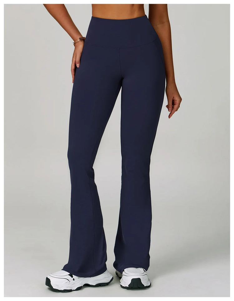 Flared Leggings Women's Wide-leg Pants High Waisted Hip lifting Yoga Pants Quick Drying Running Exercise Fitness Bell bottoms PlatiNum