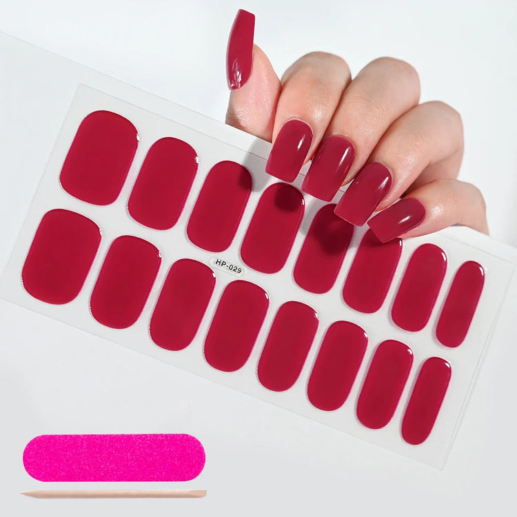 Semi Cured Wraps Fast Gel Nail Sticker Soild Nail Gel Wraps Adhesive Full Cover Gel Nail Decal UV Lamp Cured Manicure Decoration