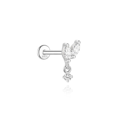 AIDE 1PC Sparkling Moissanite Piercing Stud Earrings 925 Sterling Silver Shining Circle Earring For Women Ear Bone Earring Jewel PlatiNum
