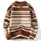 Winter Men's Loose Pullover Male Slim Fit Fashion Knitted Sweater Man Thick Warm Pull Homme Retro Stripe Sweaters