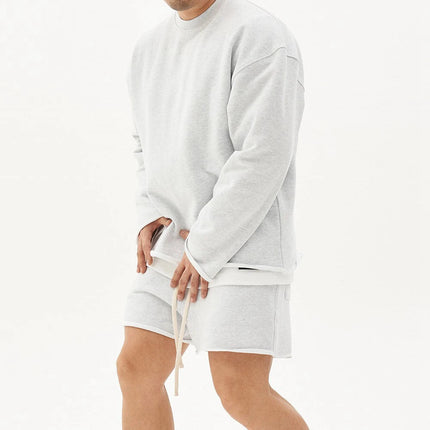 Mens Summer Cotton Sets Loose Sweatshirts Two-piece Kits Training Hoodie Pullover Hooded With Shorts Jogging Suits Streetwears PlatiNum