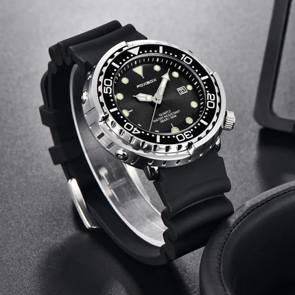 FOXBOX Top Brand Fashion Diver Watch Men 50ATM Waterproof Date Clock orologi sportivi orologio da polso al quarzo da uomo Relogio Masculino platinumshop