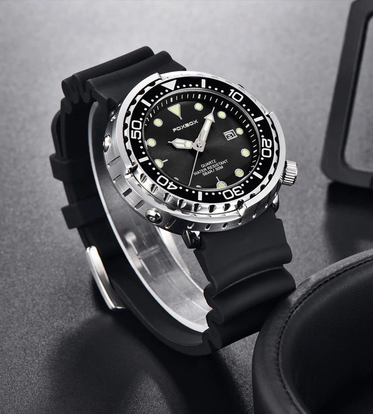FOXBOX Top Brand Fashion Diver Watch Men 50ATM Waterproof Date Clock orologi sportivi orologio da polso al quarzo da uomo Relogio Masculino platinumshop