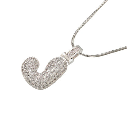 ZHUKOU Colore argento Bubble lettere iniziali collane 26 lettere pendenti collane per le donne Ottone CZ Gioielli all'ingrosso VL34