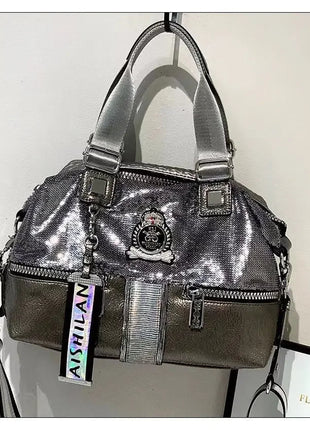 Large Capacity Handbag Female 2024 New Trend High-Grade Fashion Sequins Messenger Bag Luxury Designer Casual Tote Shoulder Bags PlatiNum