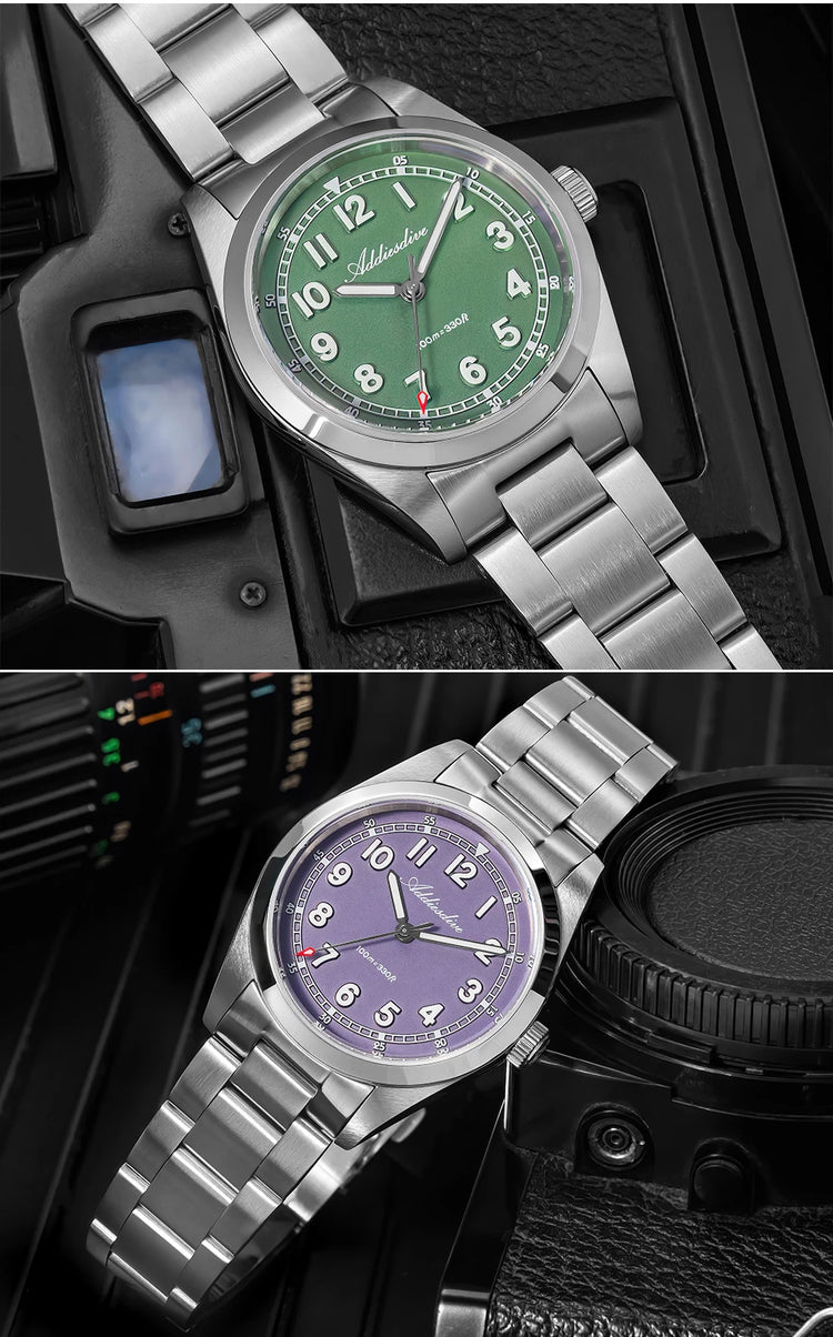 ADDIESDIVE Luxury Men's Watch 100m Water Resistance Sapphire Glass BGW9 Super Luminous Quartz Movement Stainless Steel Bracelet