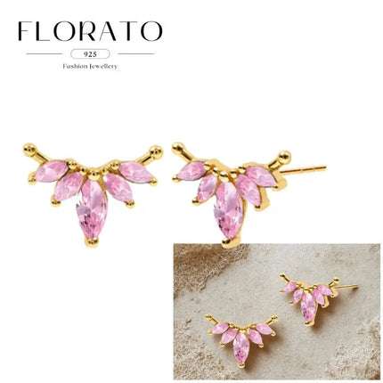 Lussuosa geometria 925 orecchio in argento sterling Ago rosa serie zircone orecchini a cerchio pendenti dolce moda regali di gioielli da sposa platinumshop
