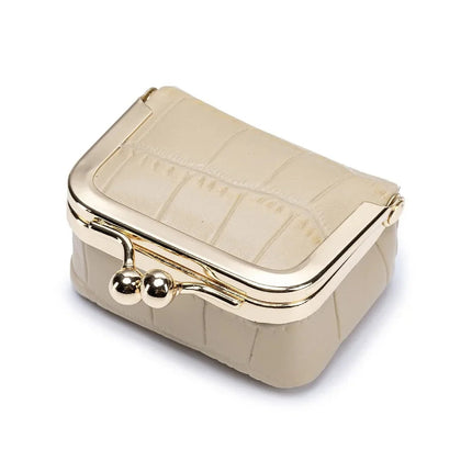 Crocodile Patterned Kiss Lock Coin Purse Square Genuine Leather Leather Jewelry Bag Mini Multifunctional Small Item Bag Storage PlatiNum