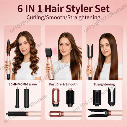 6-in-1 multifunction hair dryer, 110,000 RPM high-speed hair care ionic hair dryer quick drying, automatic curling styling tool