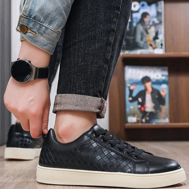 New Spring Autumn Low Cut Men's Board Shoes Fashion Lightweight Plaid Men's Casual Single Shoes