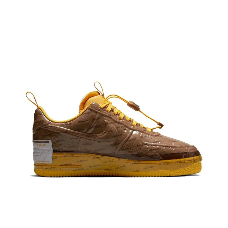 Nike Air Force 1 Skateboard Shoes Unisex Low Top Brown/Yellow CZ1528-200