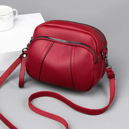 Solid Color Fashionable Rivet Zipper Women's Mobile Phone Bag Simple Soft Leather Shoulder Crossbody Small Square Bag Handbag PlatiNum