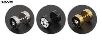 ICAM Orecchini in acciaio inossidabile al titanio medico stile punk Donna Uomo Bilanciere Manubri Punk Gotico Orecchino penetrante per uomo platinumshop