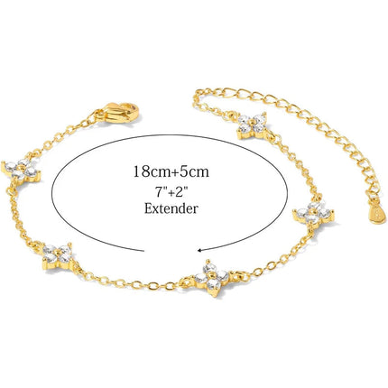 925 Silver Plated Four-leaf Flower Zircon Chain Necklace for Women Luxury Collar Charm Clover Necklaces 2025 Trend Jewelry PlatiNum
