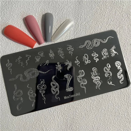 Gothic Cross Nail Stamping Plate Dark Rosary Cross Stainless Steel Punk Nail Art Stencil for DIY Manicure