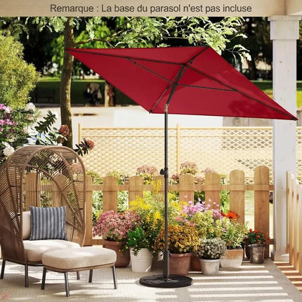 213×140cm Rectangular Patio Umbrella with 30° Push Button Opening, Portable Outdoor Umbrella with 2-Section Tilting Design and Carry Bag