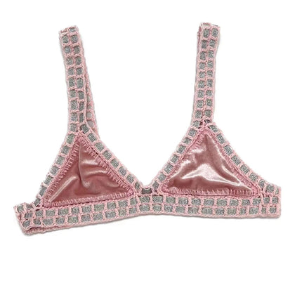 2024 Set bikini a triangolo fatto a mano all'uncinetto rosa donna costume da bagno in velluto nero costumi da bagno moda Boho Beachwear costume da bagno verde PlatiNum