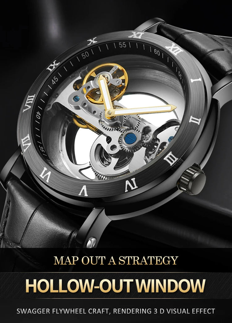 AKDPN Men's Watches Automatic Mechanical Stainless Steel Men's Wrist Watch Skeleton Automatic Watches for Man Watch Montre Homme