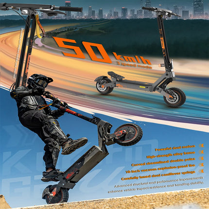 Monopattino Elettrico Pieghevole per Adulti KuKirin G2 Ultra 1600W 48V 18Ah Velocità Massima   Autonomia di 50 km/h, 55 km di autonomia, pneumatici da 10 pollici