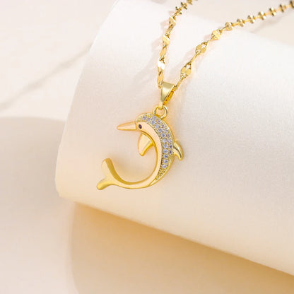 Novità collane in acciaio inossidabile di cristallo di zircone di lusso leggero per le donne Gioielli con catena di clavicola femminile dolce e sexy di moda coreana