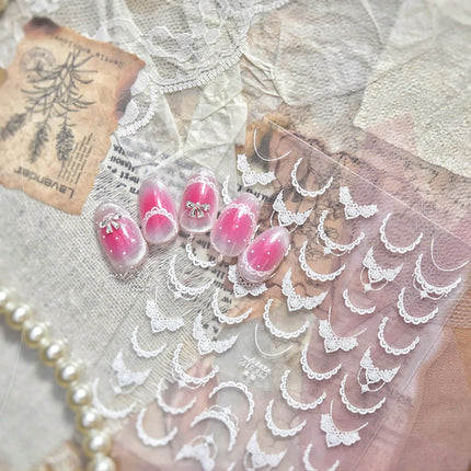 1pcs 3D Korean Nail Sticker Ballet Style Frenc Lace Nail Art Accessory Stickers Back Glue Manicure Decorations Decals Nail Parts