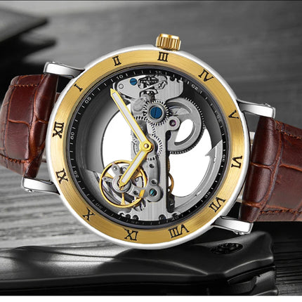 AKDPN Men's Watches Automatic Mechanical Stainless Steel Men's Wrist Watch Skeleton Automatic Watches for Man Watch Montre Homme