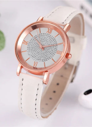 Orologio da donna alla moda con quadrante arabo, cinturino in pelle casual, orologi analogici al quarzo platinumshop
