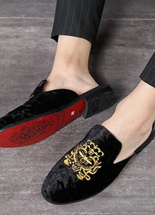 Pantofole antiusura in pelle da uomo Mocassini slip-on in velluto Scarpe da mulo alla moda