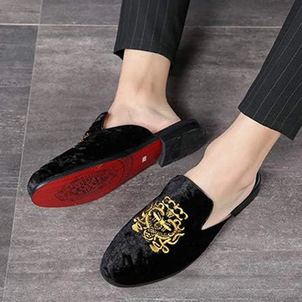 Pantofole antiusura in pelle da uomo Mocassini slip-on in velluto Scarpe da mulo alla moda