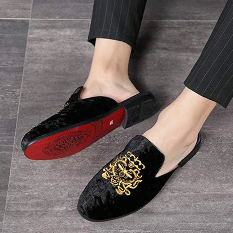Pantofole antiusura in pelle da uomo Mocassini slip-on in velluto Scarpe da mulo alla moda