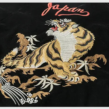 Non Stock Men's Yokosuka Baseball Jacket Dragon Tiger Falcon Embroidered Short Jacket PlatiNum