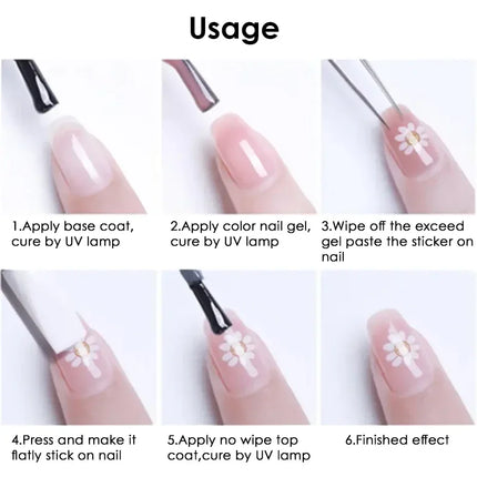 2/3pcs Golden Pink Hibiscus Flower Nail Stickers 3D Bronzing Border Petals Sakura Line Sliders Nail Decals DIY Manicure Decor