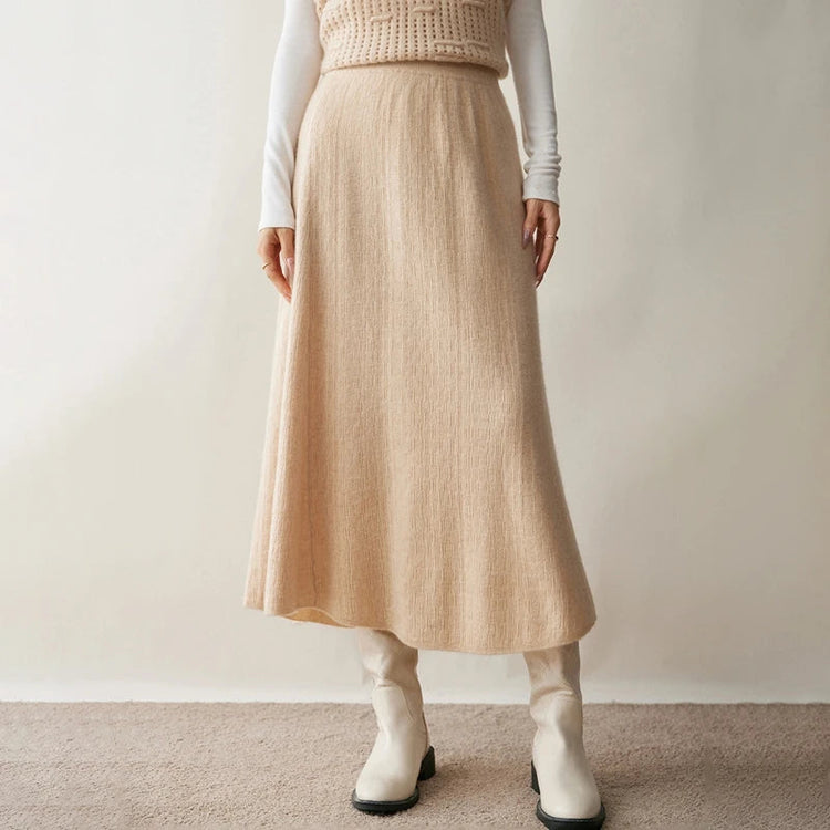 Choice New 100% Cashmere Skirt Women Long Skirt Autumn Winter Office Lady Soft Cashmere A Line Skirt Simple Grace Cashmere Dress PlatiNum
