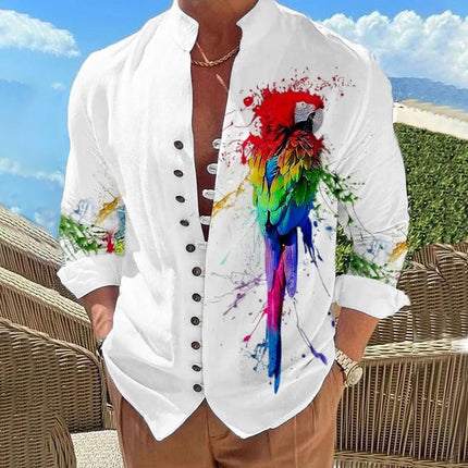 Men's Shirts New Printed Button-Down Shirt Fashion Collar Loose Fit Men's Shirts Casual Streetwear Comfortable