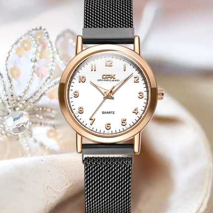OPK 8115 Orologio da donna Orologio da polso al quarzo originale alla moda semplice Cinturino in maglia di acciaio inossidabile Orologio impermeabile per donna Reloj platinumshop