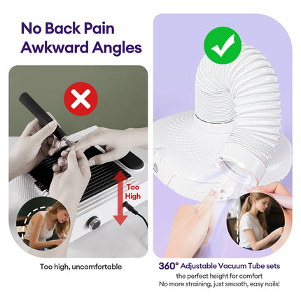 Turbo Brushless Nail Dust Collector Vacuum Cleaner  with LED Tube Strong Power Manicure Dust Extractor Gel Polish Dust Fans Art Equipment