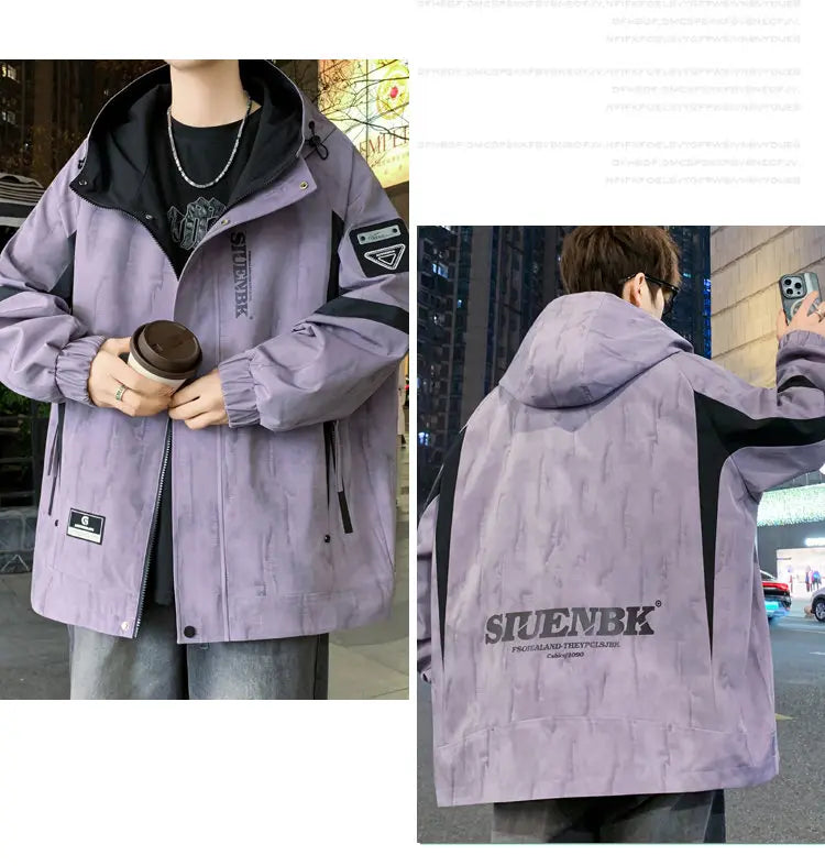 Fashion 2026 Spring Autumn Men's Casual Hooded Jackets Streetwear Windproof Coats Youth Outdoor Plus Size 4XL Hoody Top Clothing