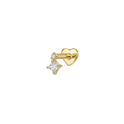 CANNER 1PC 925 Sterling Silver Crown Horse Eye Zircon Heart Flat Head Cartilage Piercing Stud Earring For Women Claasic Earring PlatiNum