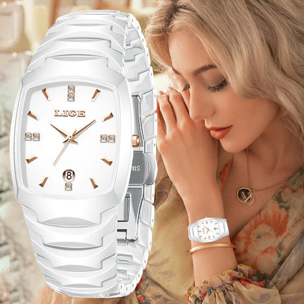 LIGE Orologio da Donna di Lusso alla Moda, Elegante e Semplice, in Acciaio Inossidabile, Casual, al Quarzo, con Calendario, Regalo Romantico per Signore, Novità platinumshop